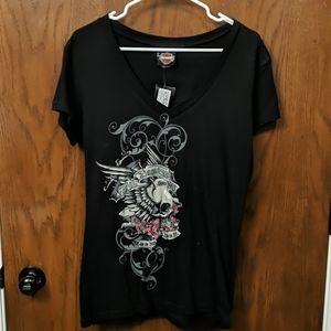Harley Davidson Pink Skull Tee NWT